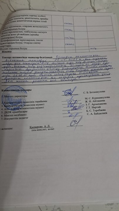 Бракераж комиссиясының тексеру АКТсі